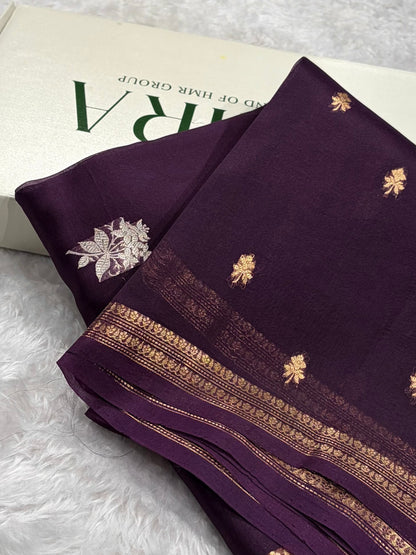 Banarasi Pure Organza Wine Shades Banarasi Silk Saree PO-34