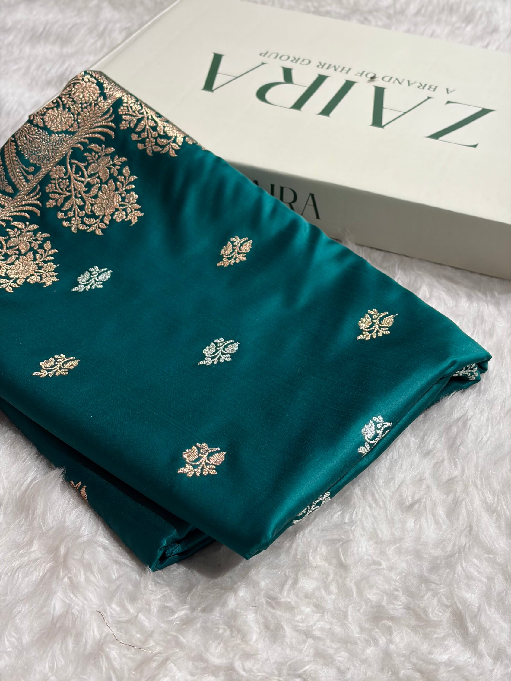 Rama Shades Banarasi With Floral Border Mashru Silk Saree MSM-126