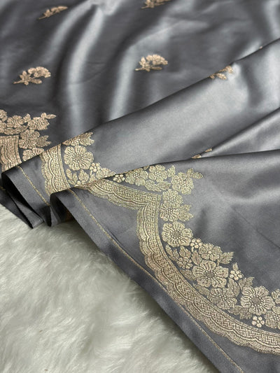 Gray Shades Scallop Booti Mashru Silk Saree MCS27