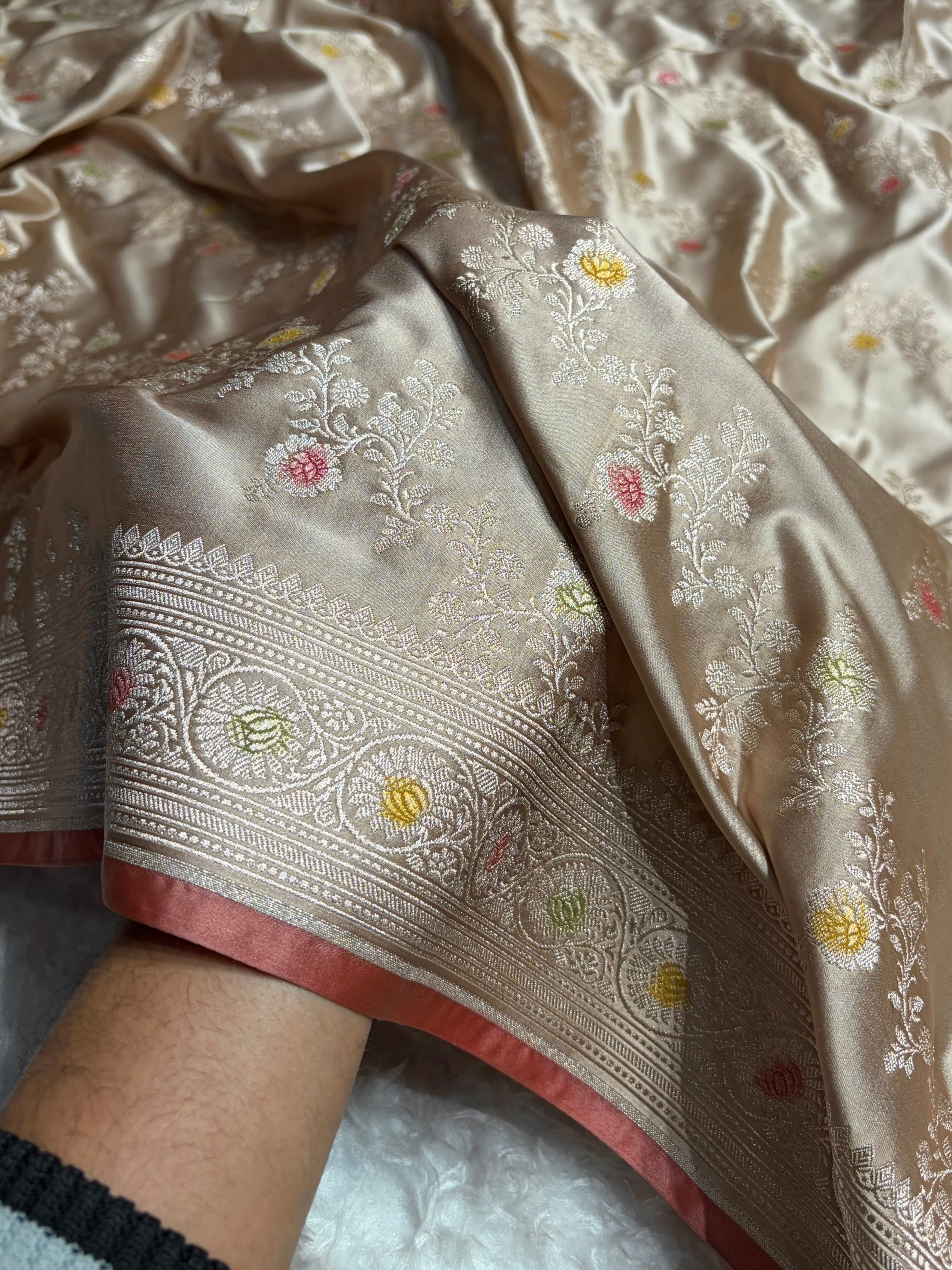 Tusser Minakari Banarasi Cross Mashru Silk Saree MS01