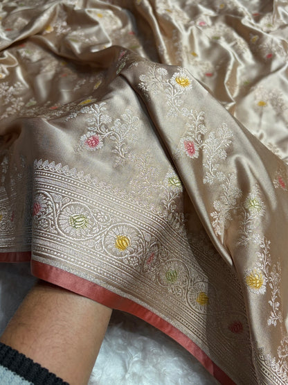 Tusser Minakari Banarasi Cross Mashru Silk Saree MS01