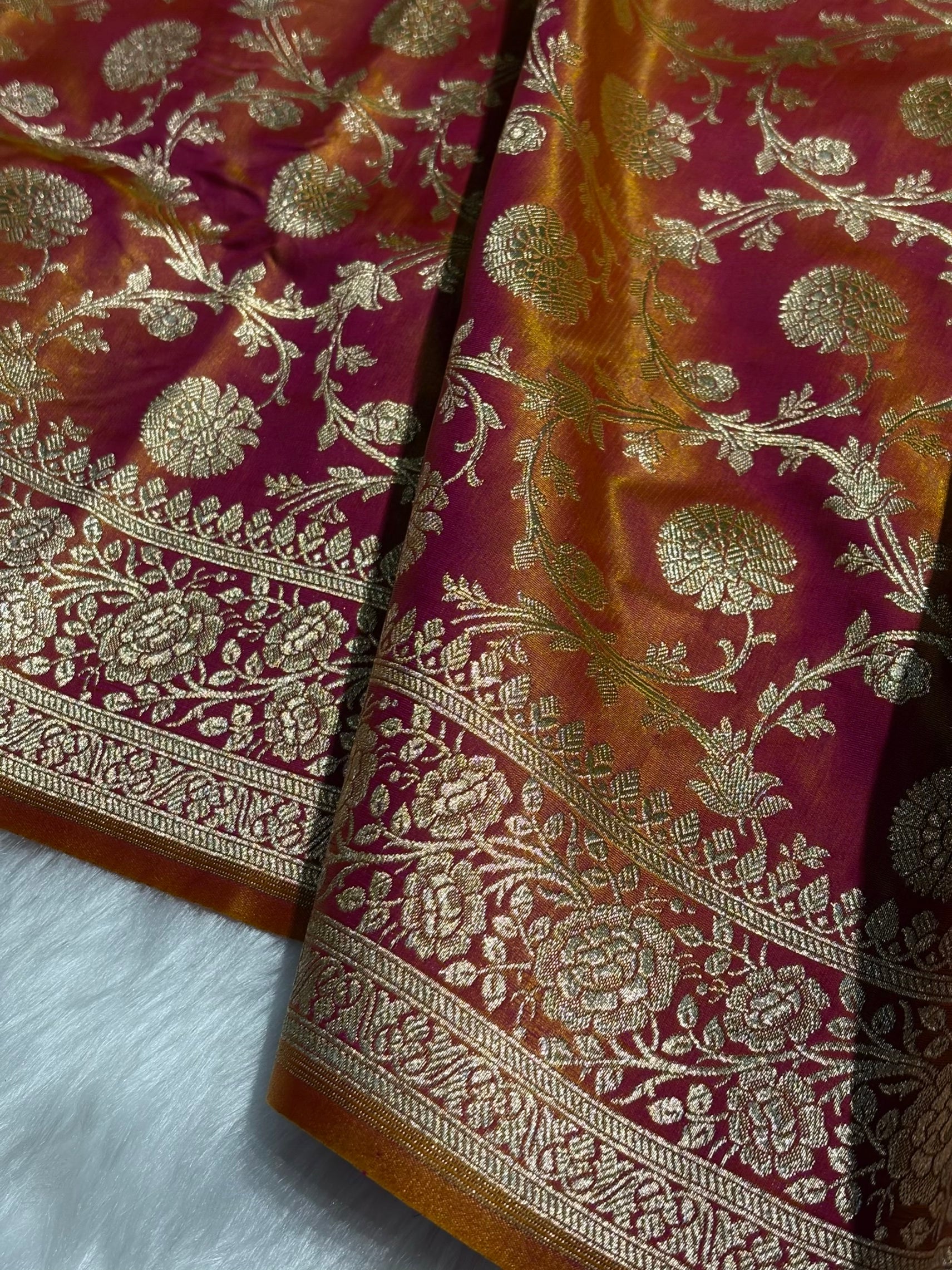 Light Weight Fire Gold shades Satin Silk Saree SS15