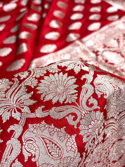 Red Shades Banarasi Boota Pattern Floral Mashru Silk Saree MSM-105