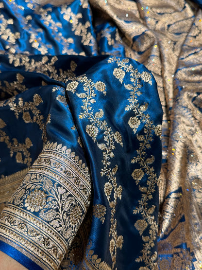 Banarasi German Blue Satin Cross with Swarovski Stone BSS11