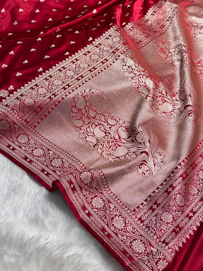 Banarasi Maroon Shades Floral Mashru Silk Saree MCS89
