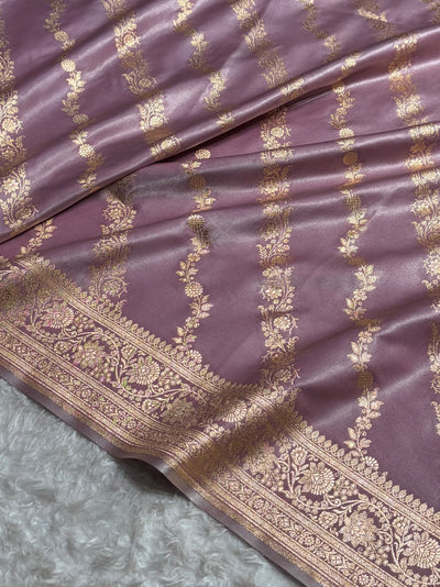 Banarasi Light Weight Satin Silk Dusty Lavender Cross SS10