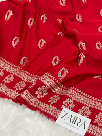 RedShades Banarasi Boota Pattern Floral Mashru Silk Saree MSM-112