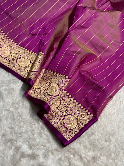 Contrast Pure Banarasi Organza Light Green With Wine Floral Banarasi SilkSaree PO-11
