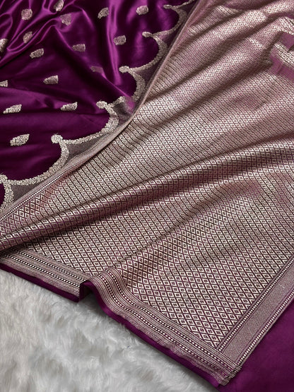 Purple Shades Scallop Mashru Silk Saree MS20