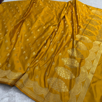 Mustard Scallop Booti Mashru Silk Banarasi Saree MSM-35
