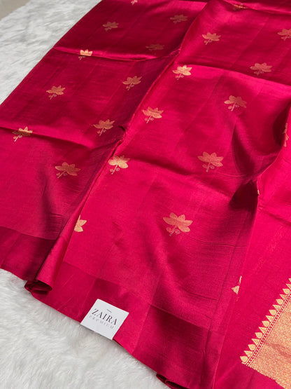 Dark Pink Boota Handwoven Raw Mango Silk RM-28