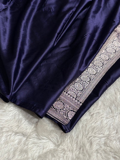 Navy Blue Shades Banarasi Cross Mashru Silk Saree