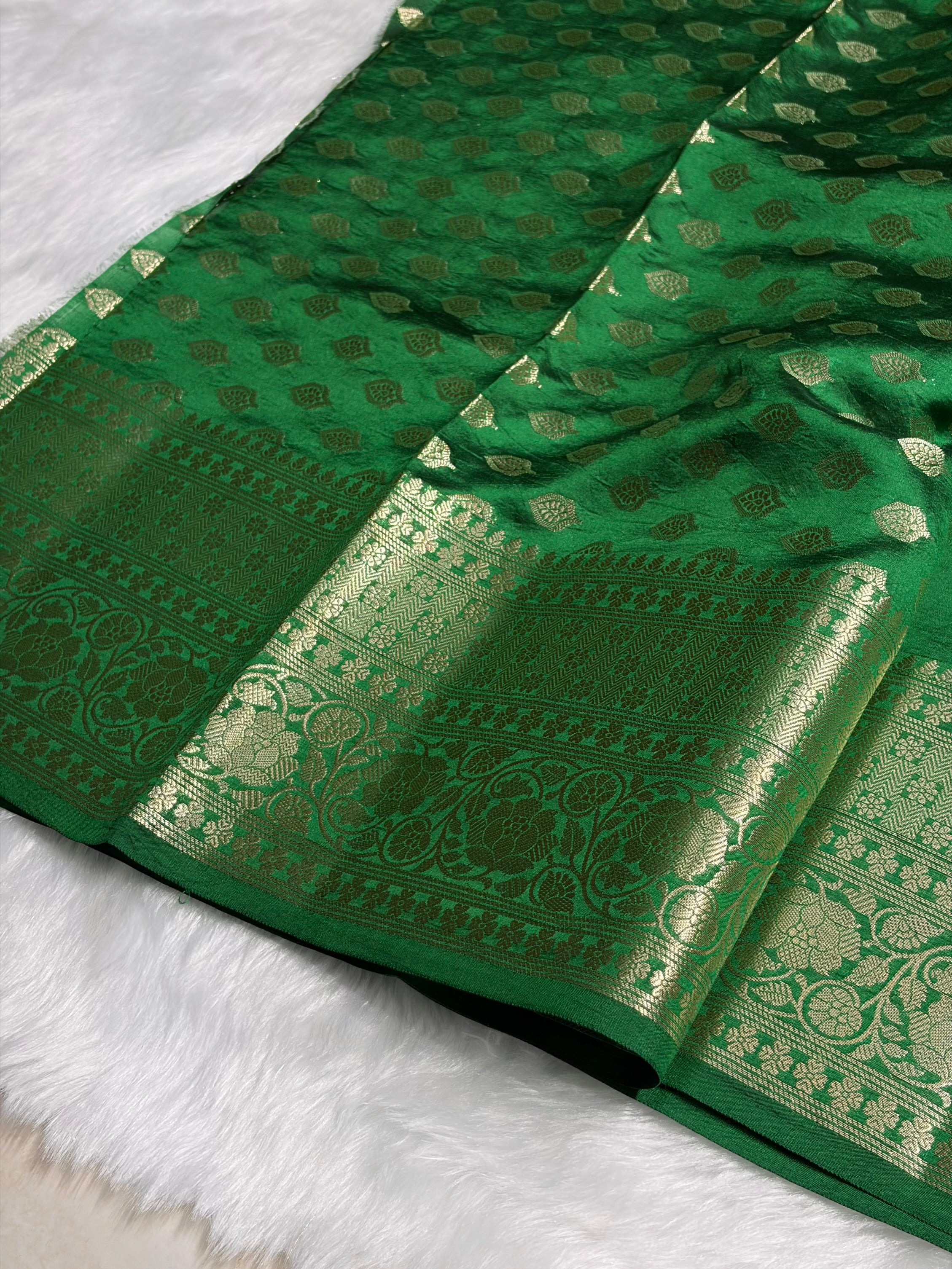 Bottle Green Shades Pure Caramel Mango Silk Saree CS-25