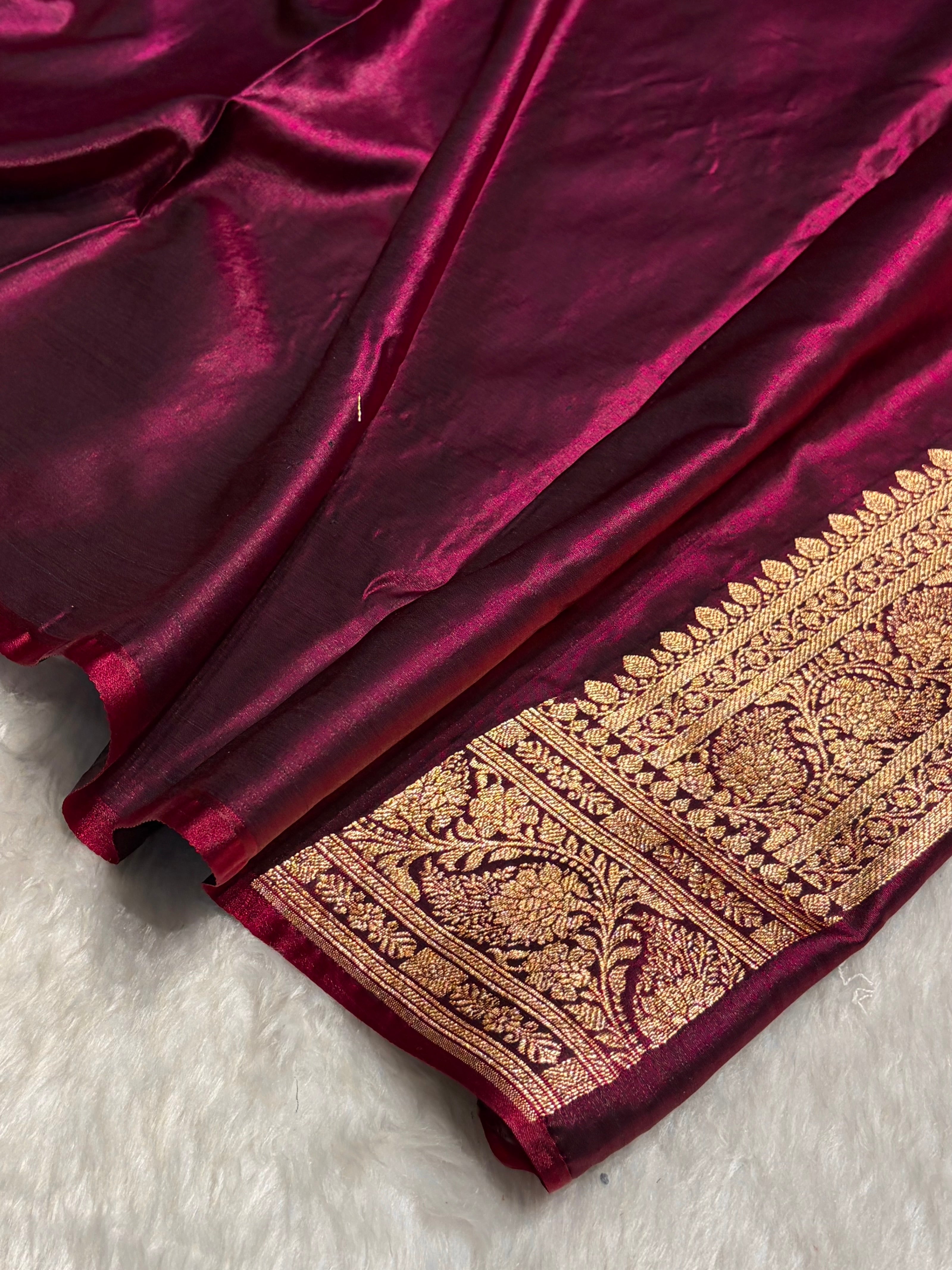 Satin Silk Jaal Pattern in Wine Shades