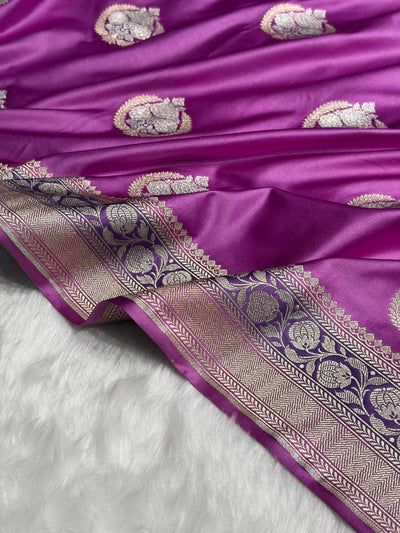 Lavender Shades Minakari Boota Mashru Silk Saree MCS35