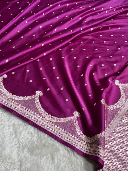 Wine Shades Scallop Mashru Silk Saree MS60