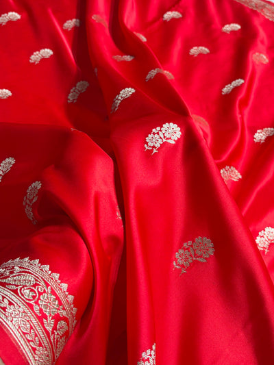 Red Shade With Booti Pattern Mashru Silk Saree