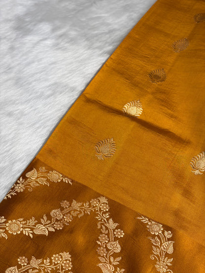 Mustard Shades Boota Handwoven Pure Paper Silk RM-13