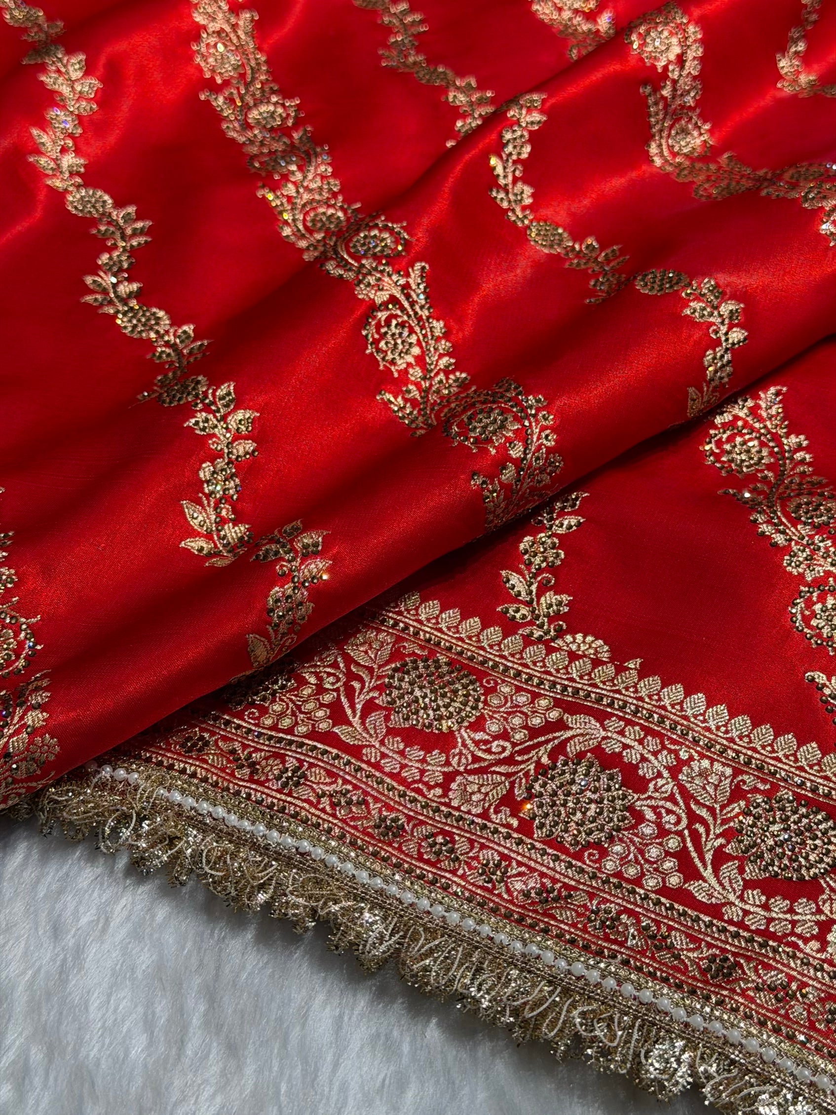 Bridal Red Cross with Swarovski Stone & Gotta Patti Work BSSGP10