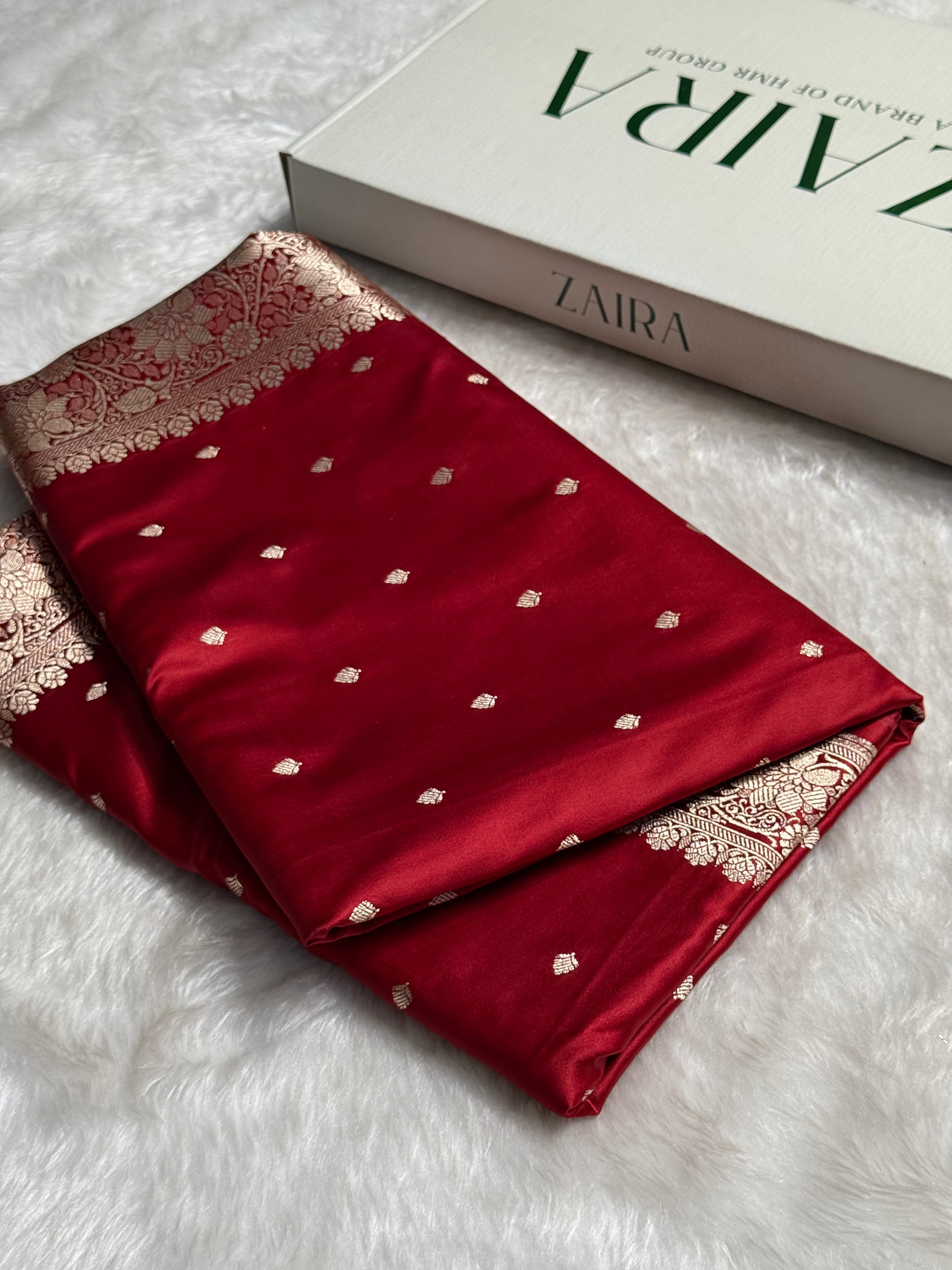 Premium Maroon Shades Floral Border Mashru Silk Saree