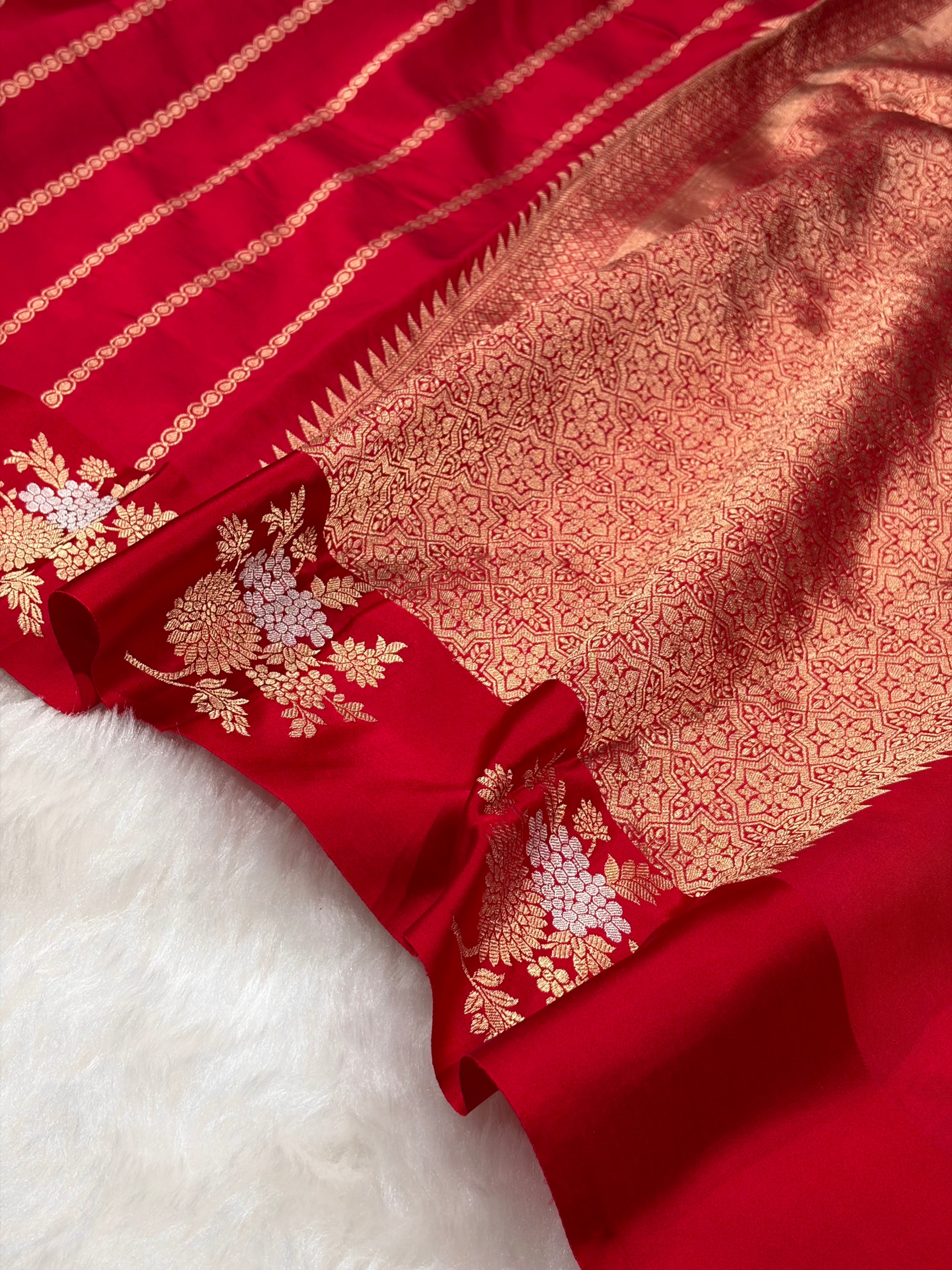 Banarasi Red Shades Minakari Boota Handwoven Pure Paper Silk RM-78