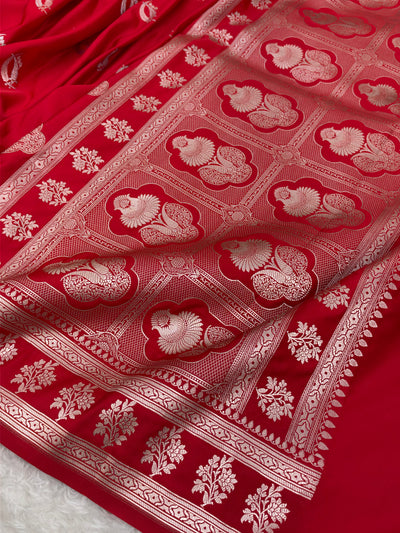 RedShades Banarasi Boota Pattern Floral Mashru Silk Saree MSM-112