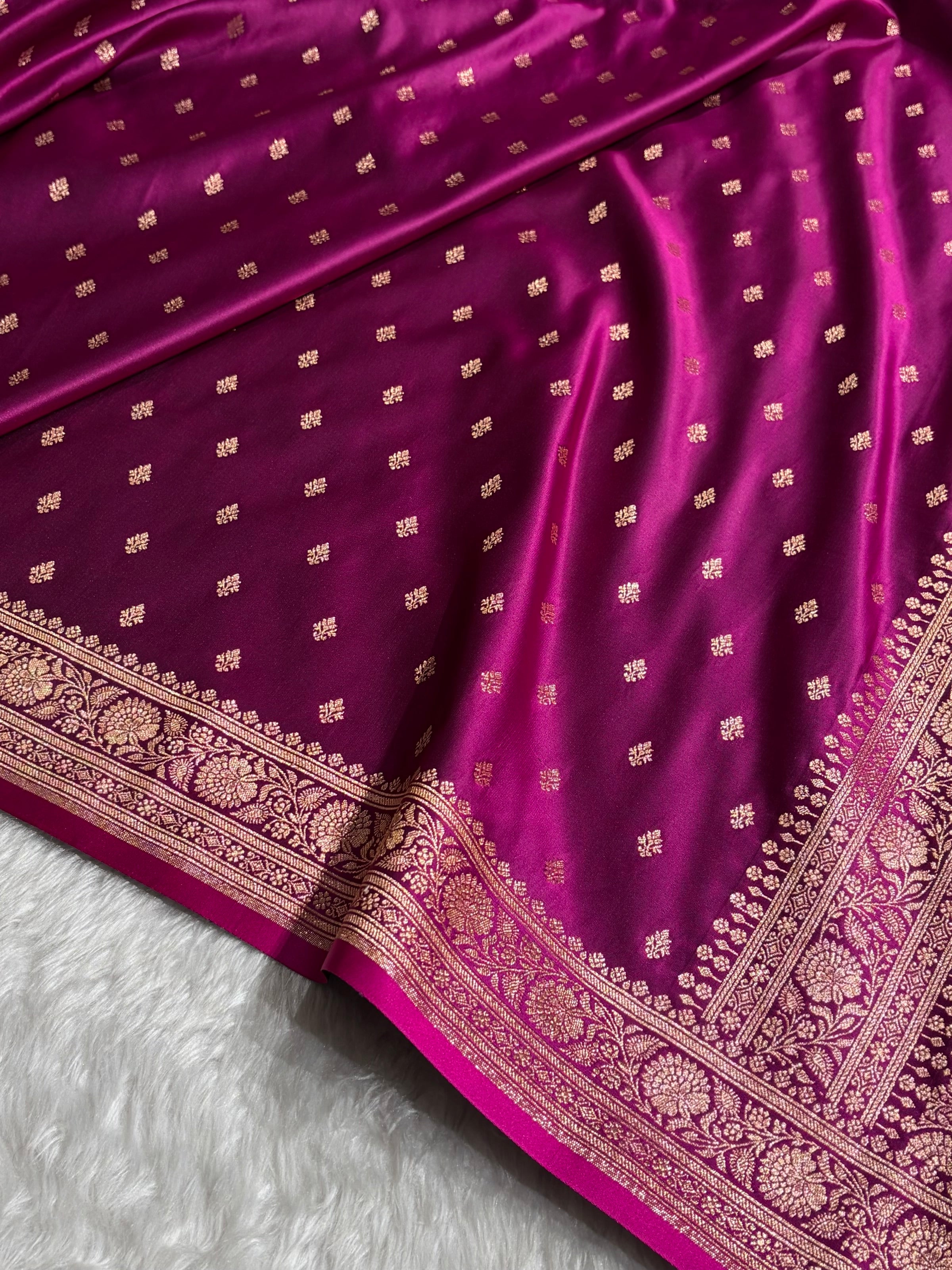 Banarasi Boota Katan Silk Saree In Wine Shades SK03