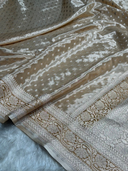 Tusser Shades With Contrast Border Crepe Silky Katan Banarasi Saree CSK-04