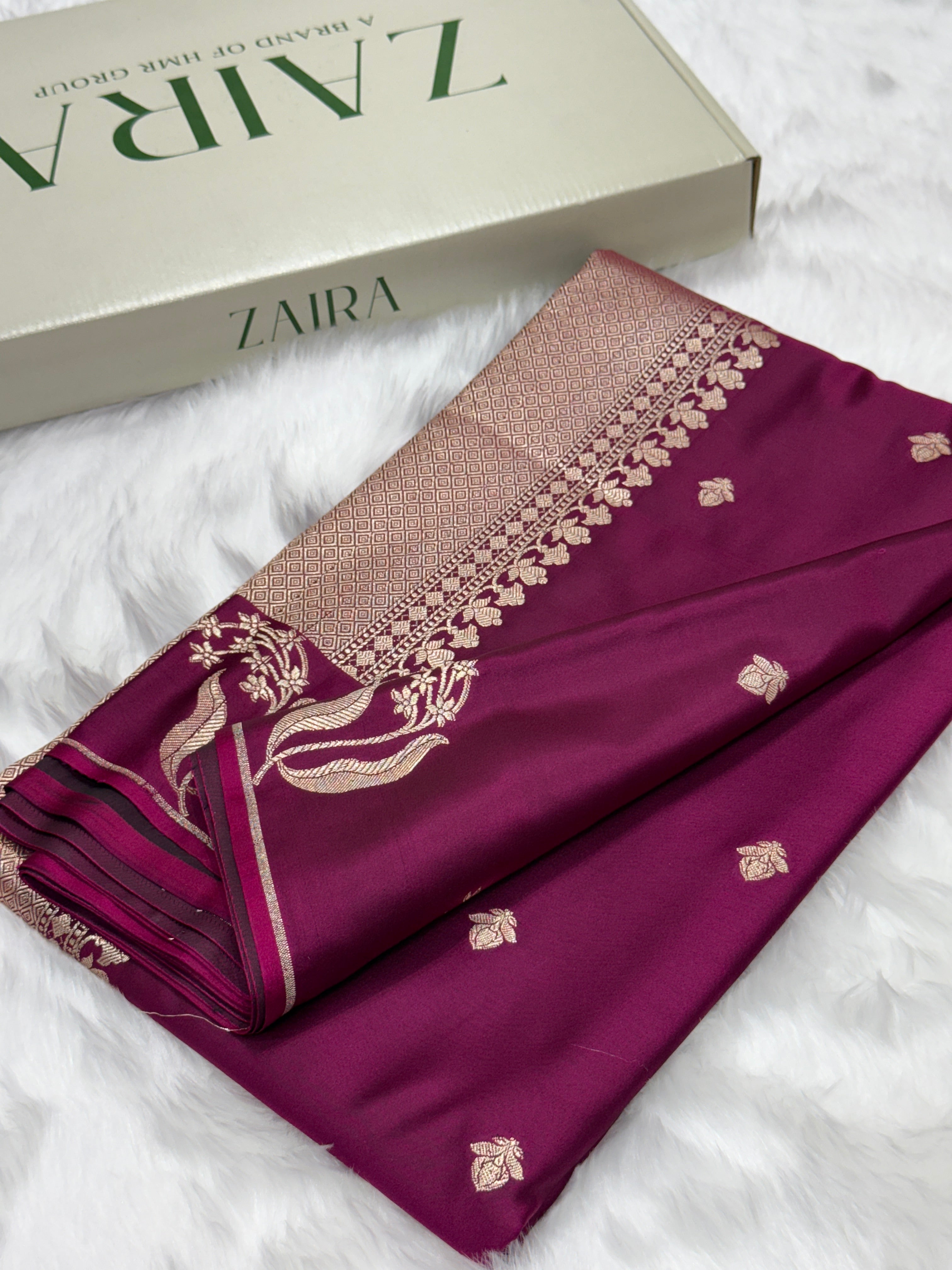 Wine Shades FloralBorder Mashru Silk Saree MSM 50