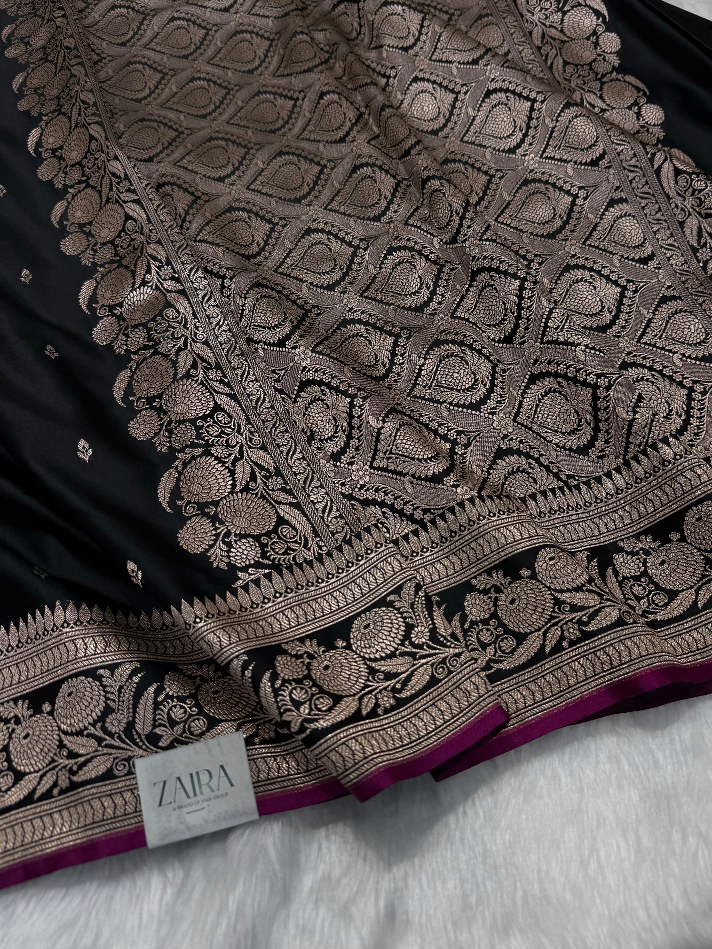 Black Shades Floral Boota Mashru Silk Saree MSM 73
