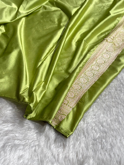 Pista Rangkat Banarasi Cross Mashru Silk Saree MSRK01