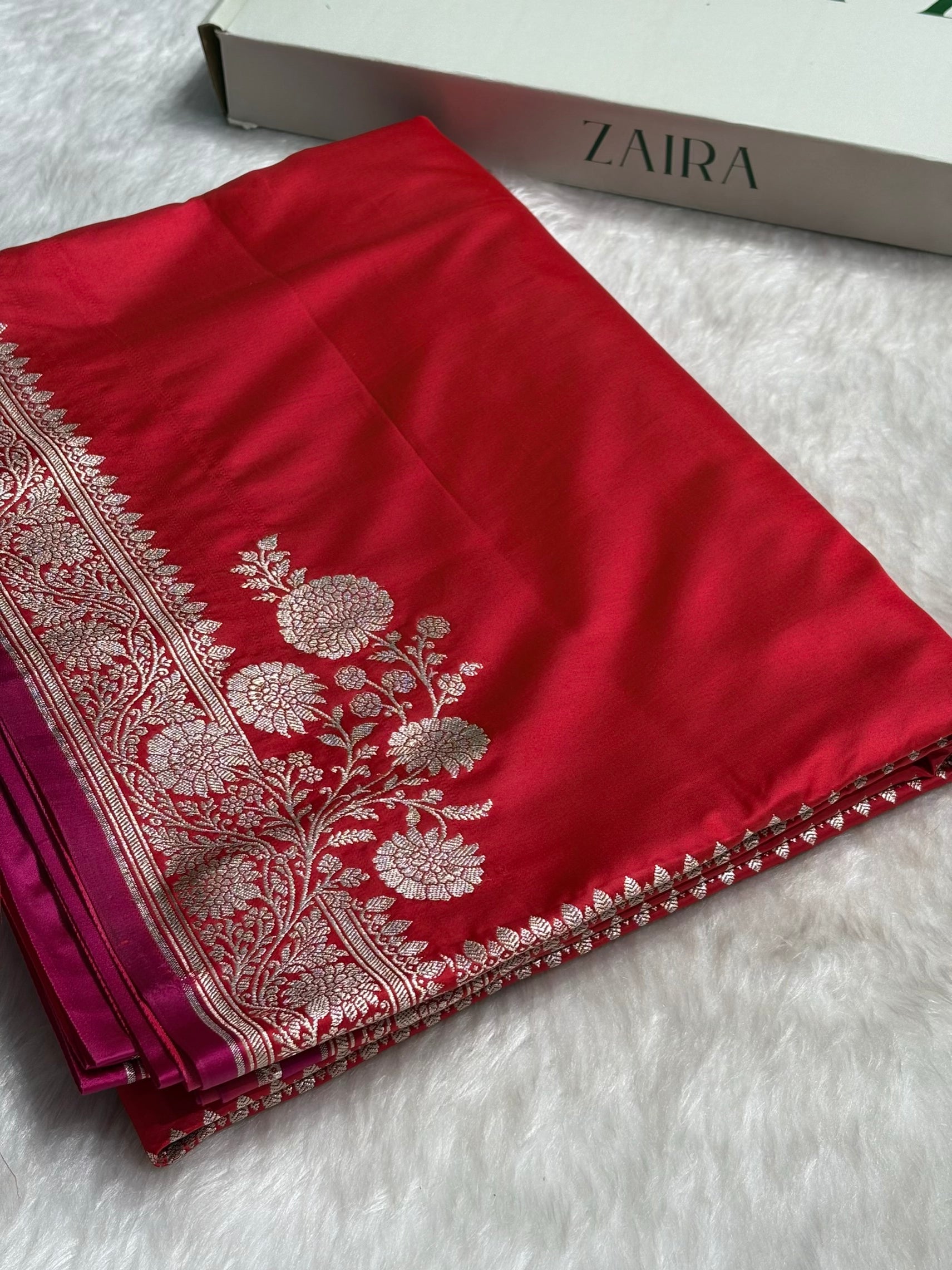Red Shades Floral Border Mashru Silk Saree MSM-62