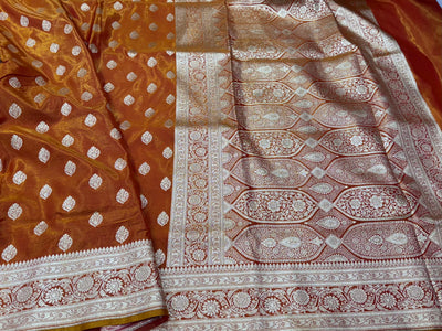Ultra Light Weight Satin Silk Boota in Fire Gold Shades SS03