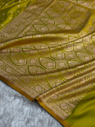 Banarasi Boota Katan Silk Saree In Liril Green Shades SK03