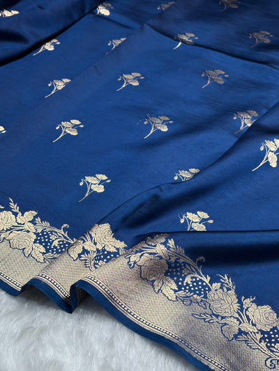 Royal Blue Shades Handwoven Pure Paper Silk RM-55