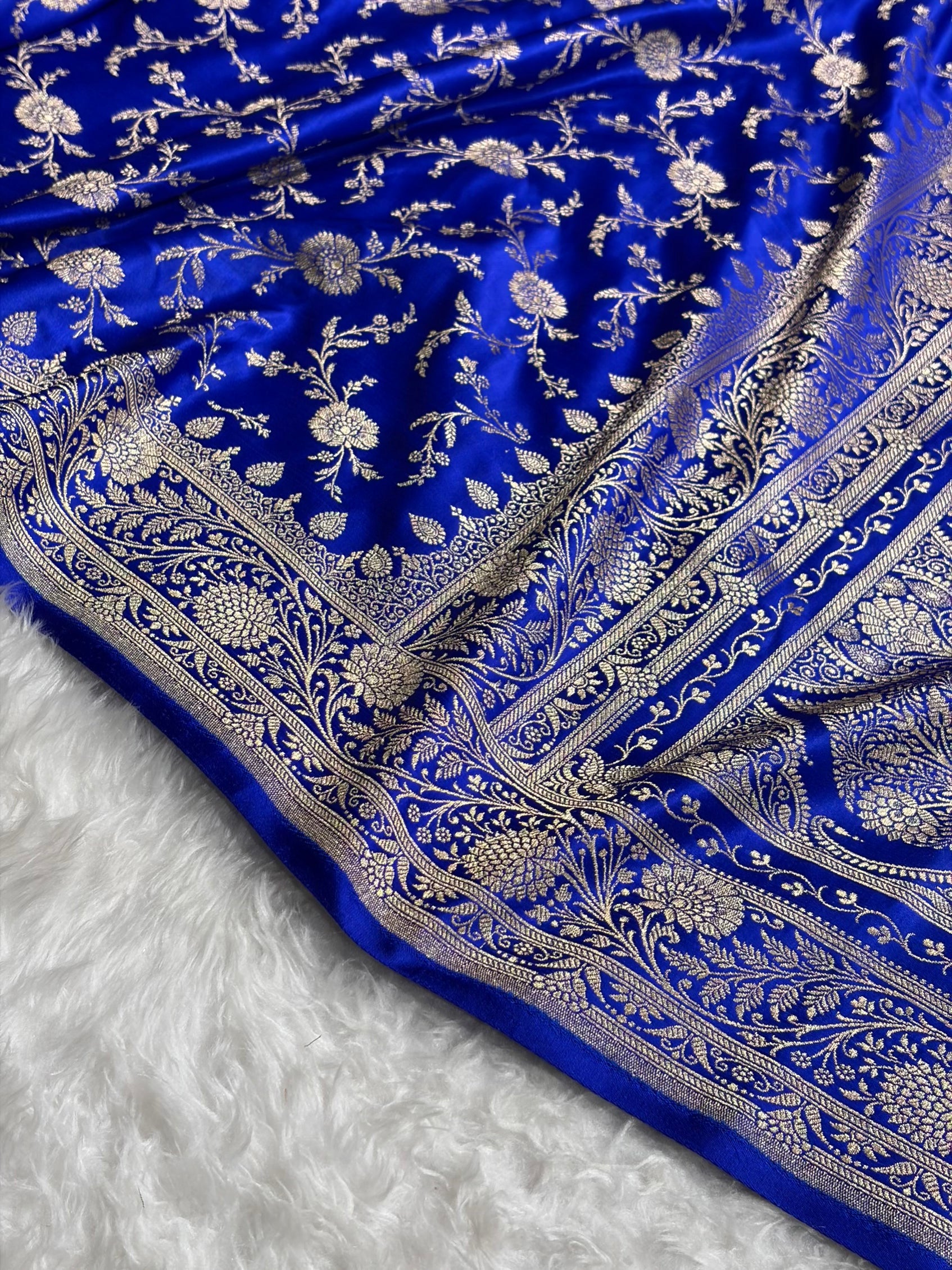 Banarasi Royal Blue Banarasi Jaal Katan Silk Saree SKM37