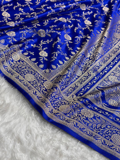 Banarasi Royal Blue Banarasi Jaal Katan Silk Saree SKM37