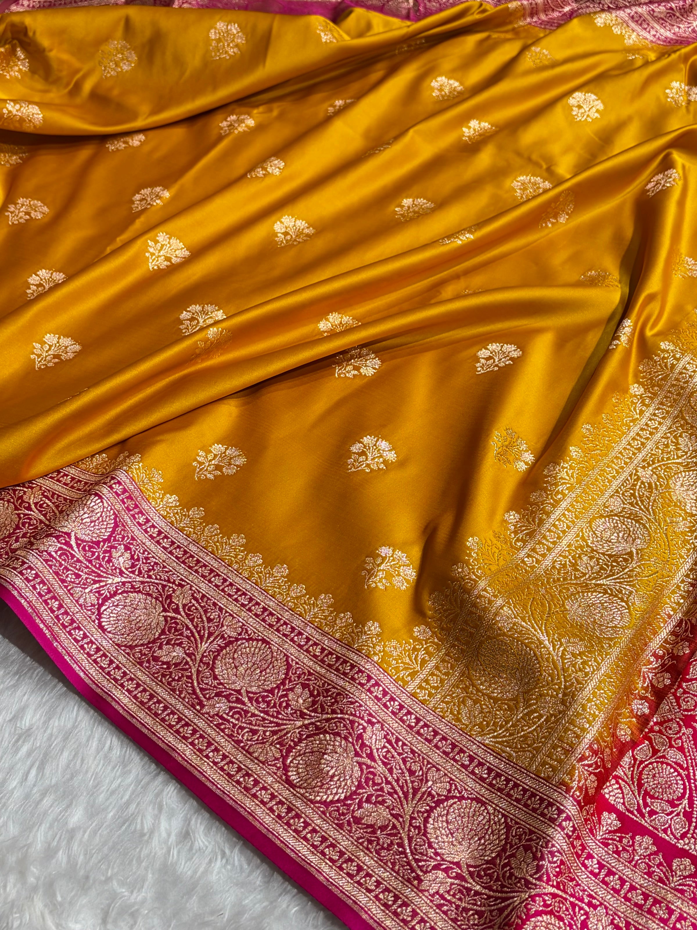 Mustard - Rani Banarasi Boota Katan Silk Saree SKM29
