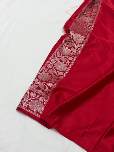 Red Shade With Booti Pattern Mashru Silk Saree