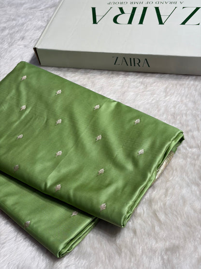 Pista Green Shades Motif Booti Mashru Silk Saree MSM-57