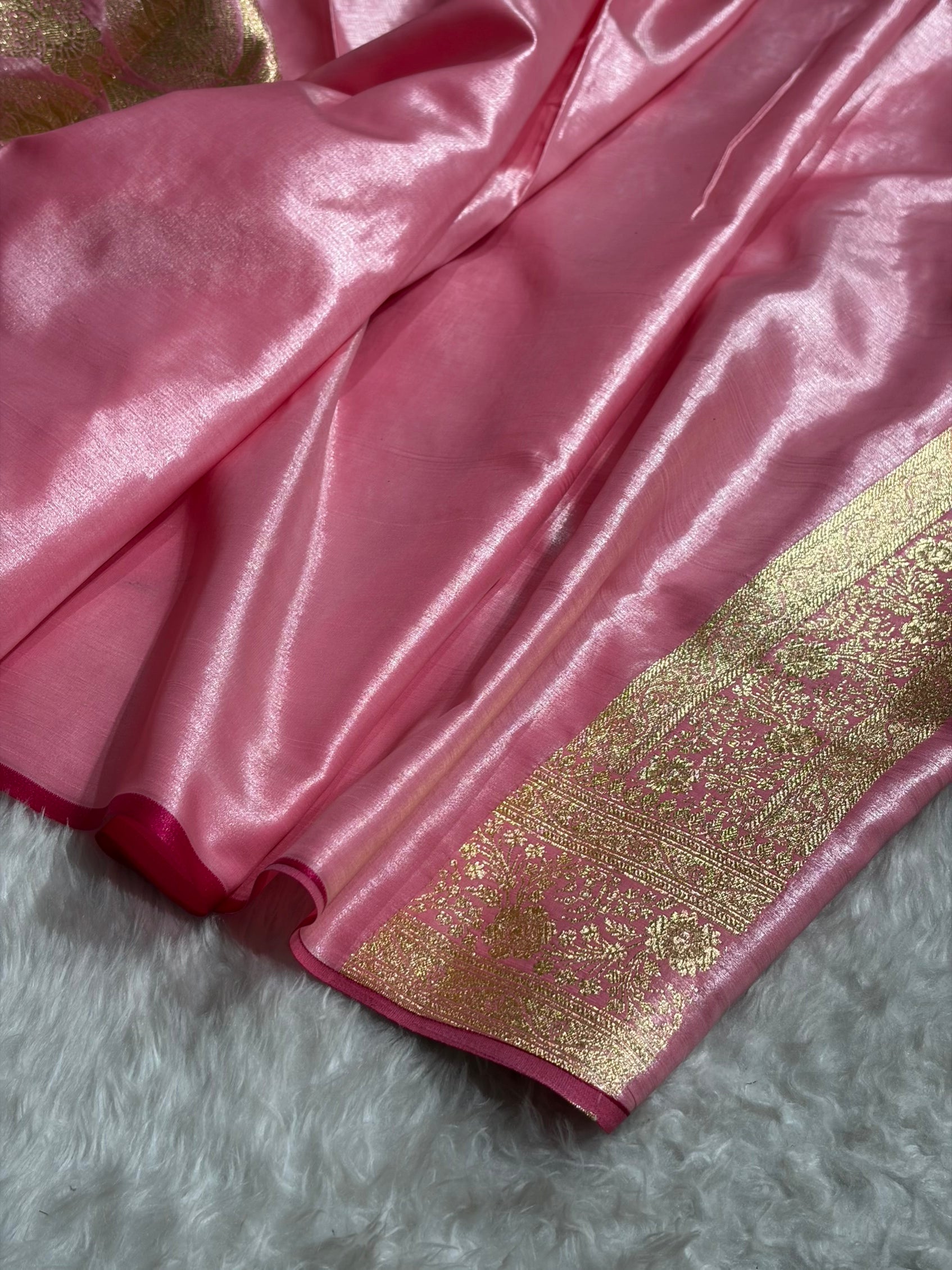 Satin Silk Banarasi Jaal in Blush Pink Shades SS14