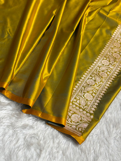 Contrast Wine / Mustard Shades Banarasi Booti Pattern Mashru Silk Saree MSM-140