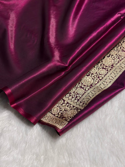Light Weight Wine shades Satin Silk Saree SS15