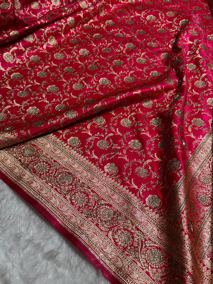 Banarasi Bridal Rani Pink Jaal with Swarovski Stone BSS13 (E)