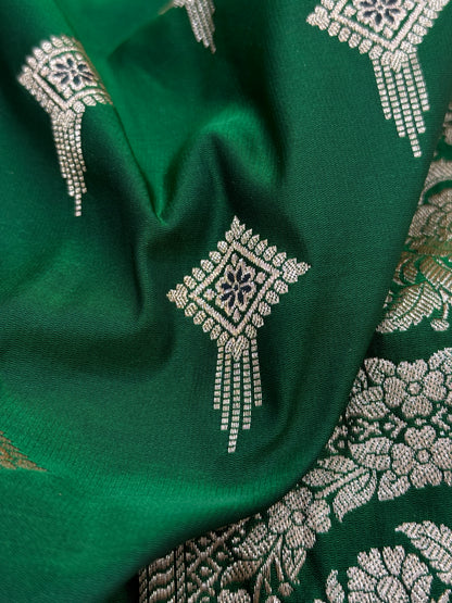 Beautiful Bottle Green Saree Mashru Silk Saree