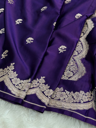 Scallop Purple Booti Mashru Silk Saree MCS27