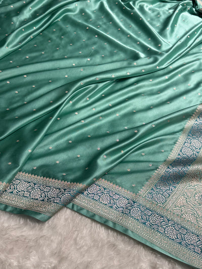 Sea Green Shades Booti Mashru Silk Saree MCS65