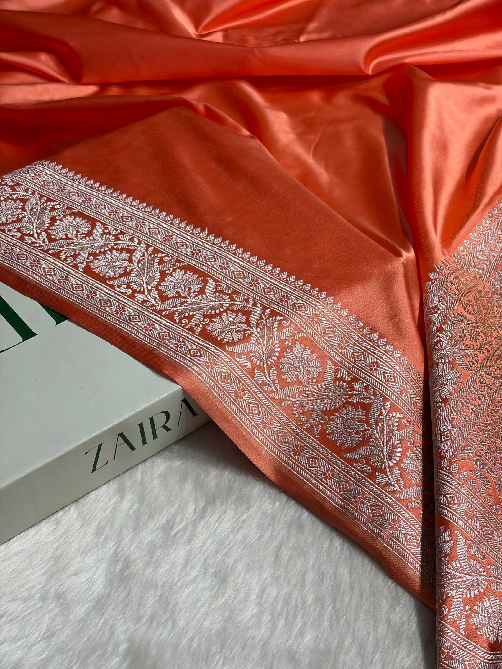 Kesar Plain Mashru Silk Saree MS22