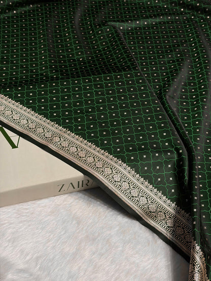 Bottle Green Shades Tanchoi Motif Mashru Silk Saree MST-13