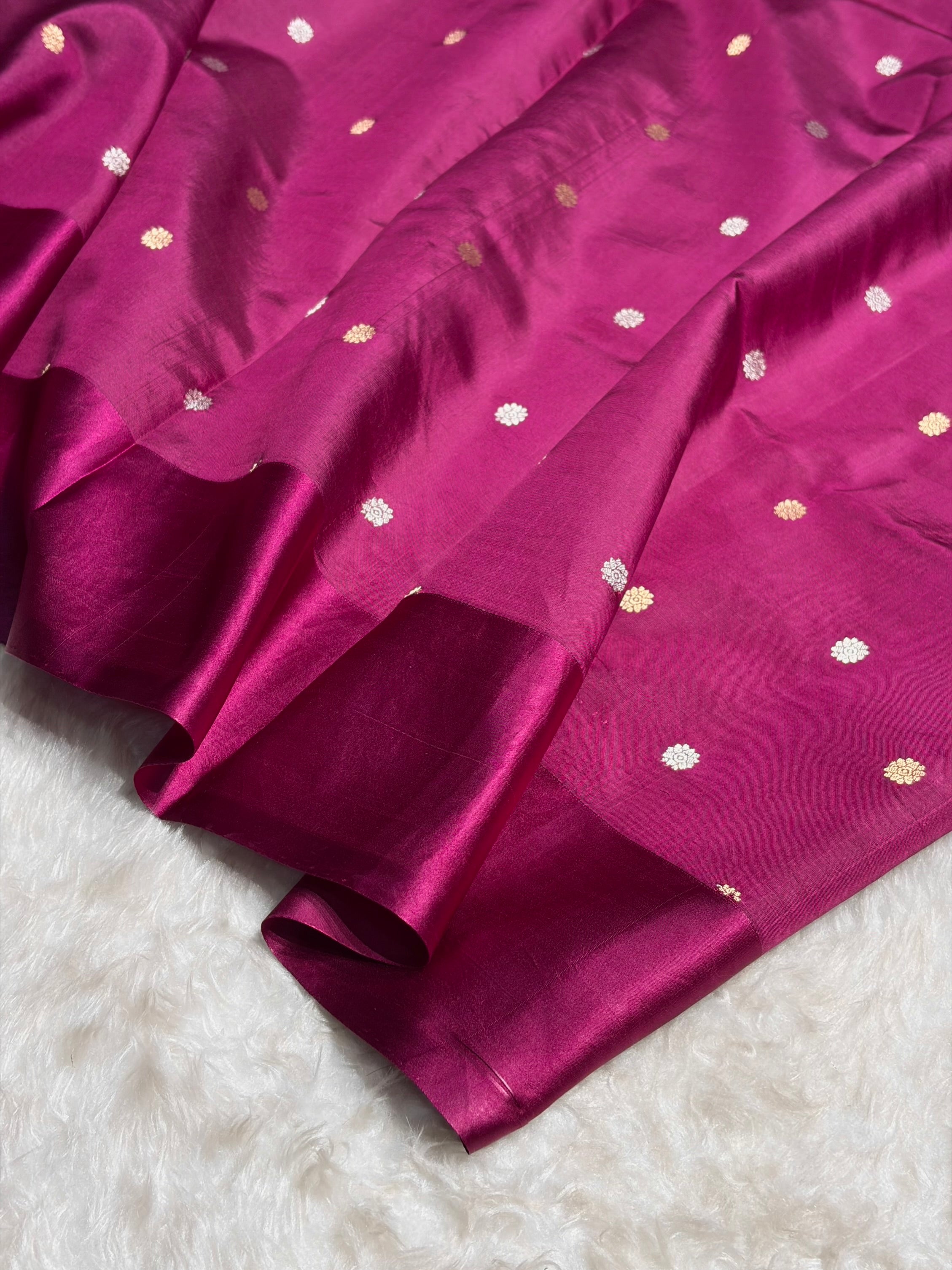 Wine Shade Handwoven Kaduwa Pure Katan Paper Silk RM-05